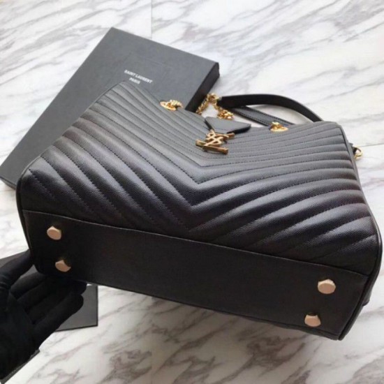 Replica YSL Saint Laurent Shoping Bag Graind leather Black