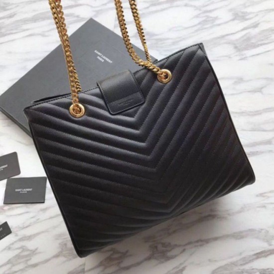 Replica YSL Saint Laurent Shoping Bag Graind leather Black