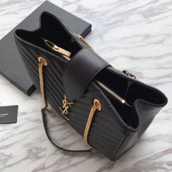 Replica YSL Saint Laurent Shoping Bag Graind leather Black