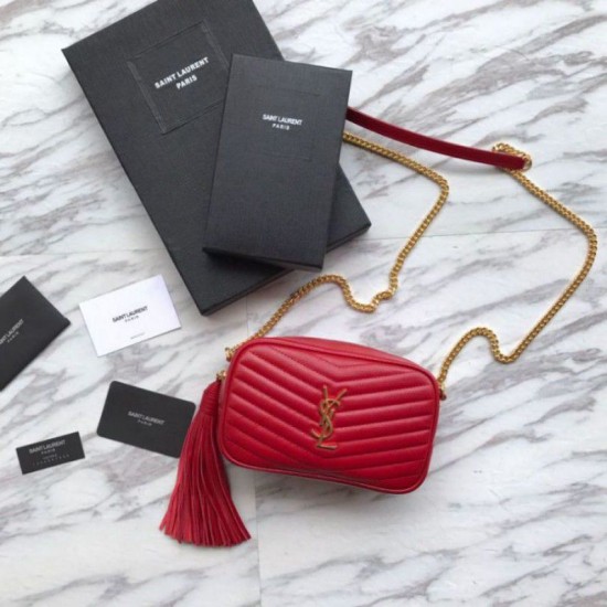 Fake YSL Saint Laurent LouLou Chain Bag Red Replica