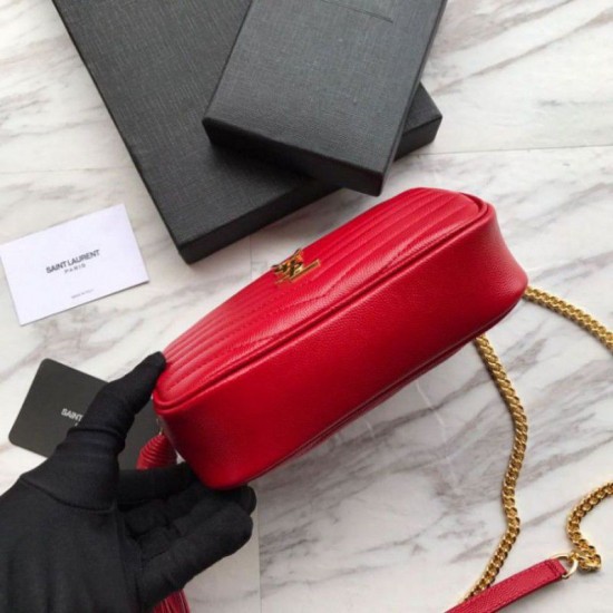Fake YSL Saint Laurent LouLou Chain Bag Red Replica