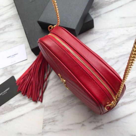 Fake YSL Saint Laurent LouLou Chain Bag Red Replica