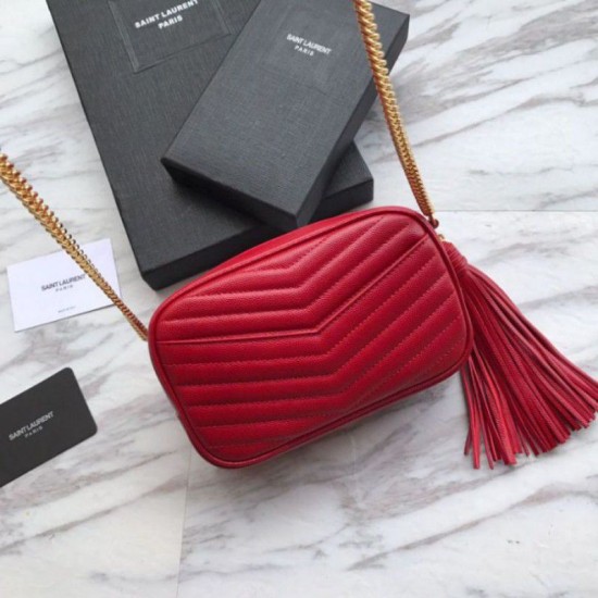 Fake YSL Saint Laurent LouLou Chain Bag Red Replica