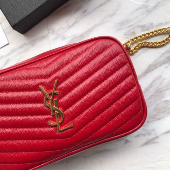 Fake YSL Saint Laurent LouLou Chain Bag Red Replica