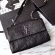 Fake Saint Laurent Medium West Hollywood Bag in Crocodile Embossed Leather Black Replica