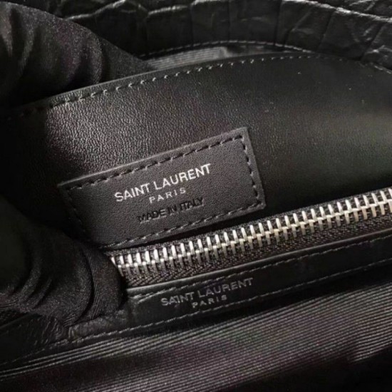 Fake Saint Laurent Medium West Hollywood Bag in Crocodile Embossed Leather Black Replica