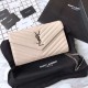 Replica YSL Saint Laurent Grained Matelasse Chain Wallet Beige