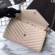 Replica YSL Saint Laurent Grained Matelasse Chain Wallet Beige