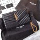 Replica YSL Saint Laurent Grained Matelasse Chain Wallet Black