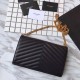 Replica YSL Saint Laurent Grained Matelasse Chain Wallet Black