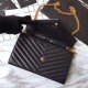 Replica YSL Saint Laurent Grained Matelasse Chain Wallet Black