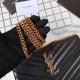 Replica YSL Saint Laurent Grained Matelasse Chain Wallet Black