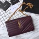 Fake YSL Saint Laurent Grained Matelasse Chain Wallet Claret Replica