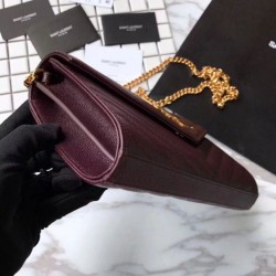 Fake YSL Saint Laurent Grained Matelasse Chain Wallet Claret Replica Fake YSL Saint Laurent Grained Matelasse Chain Wallet Claret Replica