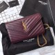 Fake YSL Saint Laurent Grained Matelasse Chain Wallet Claret Replica
