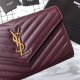 Fake YSL Saint Laurent Grained Matelasse Chain Wallet Claret Replica