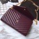 Fake YSL Saint Laurent Grained Matelasse Chain Wallet Claret Replica
