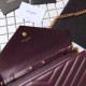 Fake YSL Saint Laurent Grained Matelasse Chain Wallet Claret Replica