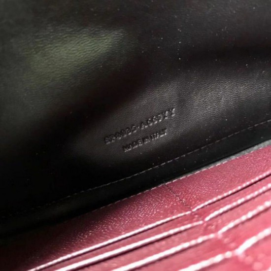 Fake YSL Saint Laurent Grained Matelasse Chain Wallet Claret Replica