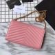 Fake YSL Saint Laurent Grained Matelasse Chain Wallet Rose Replica