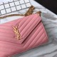 Fake YSL Saint Laurent Grained Matelasse Chain Wallet Rose Replica