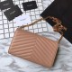 Fake YSL Saint Laurent Grained Matelasse Chain Wallet Yellow Replica