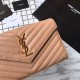 Fake YSL Saint Laurent Grained Matelasse Chain Wallet Yellow Replica