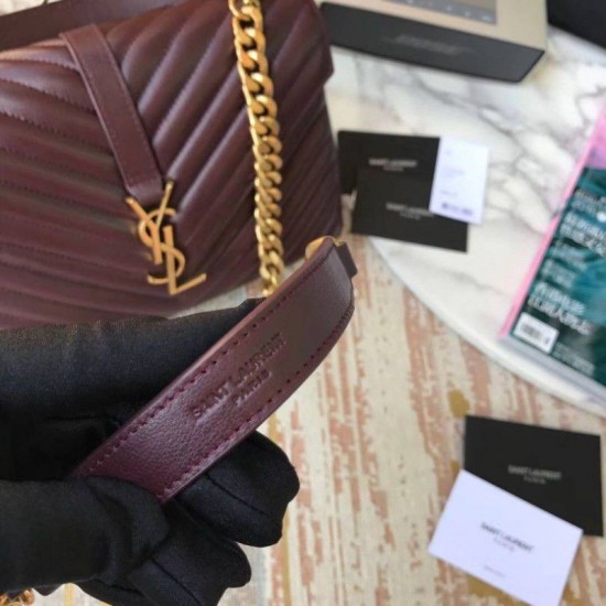 Replica YSL Saint Laurent Medium College Monogram Shoulder Bag Grained Matelasse Claret