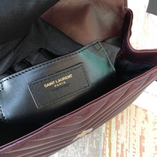 Replica YSL Saint Laurent Medium College Monogram Shoulder Bag Grained Matelasse Claret