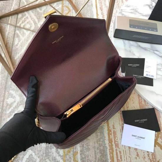 Replica YSL Saint Laurent Medium College Monogram Shoulder Bag Grained Matelasse Claret
