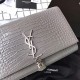 Replica YSL Saint Laurent Medium Kate Monogram Tassel Croco Leather Shoulder Bag Gray