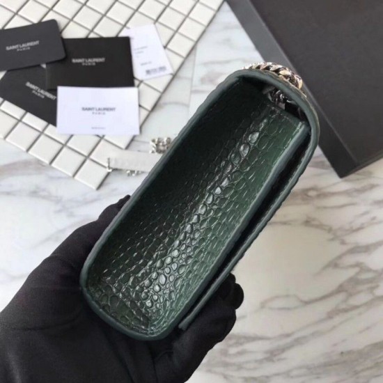 Fake YSL Saint Laurent Medium Kate Monogram Tassel Croco Leather Shoulder Bag Green Replica Replica YSL Saint Laurent Medium Kate Monogram Tassel Croco Leather Shoulder Bag Green