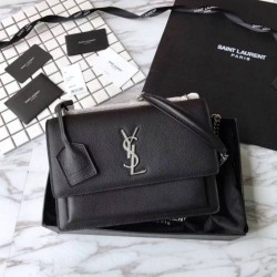 Fake YSL Saint Laurent Medium Sunset Bag Black Replica