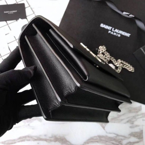 Fake YSL Saint Laurent Medium Sunset Bag Black Replica
