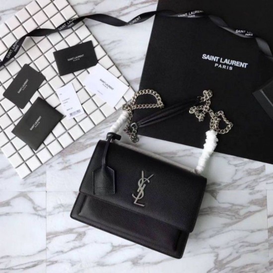 Fake YSL Saint Laurent Medium Sunset Bag Black Replica