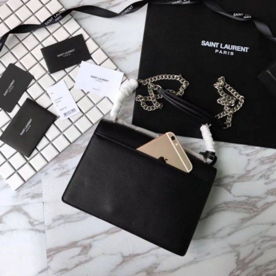 Fake YSL Saint Laurent Medium Sunset Bag Black Replica