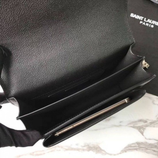 Fake YSL Saint Laurent Medium Sunset Bag Black Replica