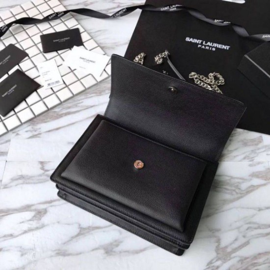 Fake YSL Saint Laurent Medium Sunset Bag Black Replica