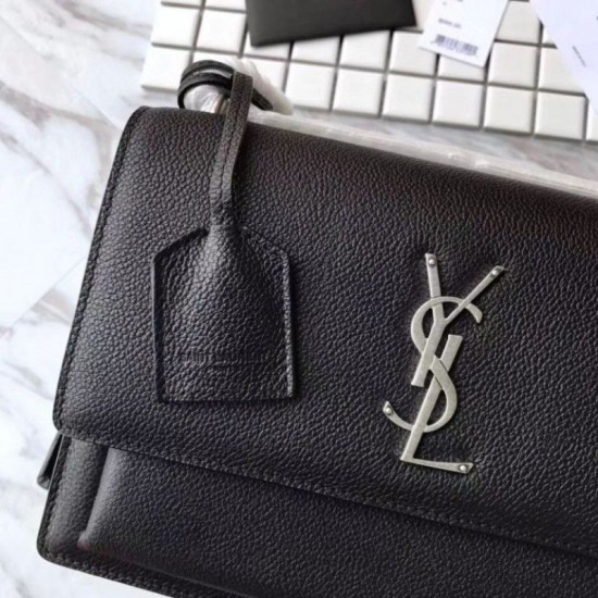 Fake YSL Saint Laurent Medium Sunset Bag Black Replica