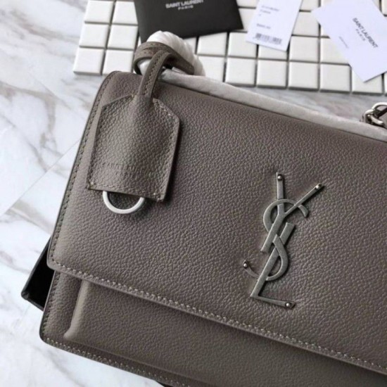 Fake YSL Saint Laurent Medium Sunset Bag Gray Replica