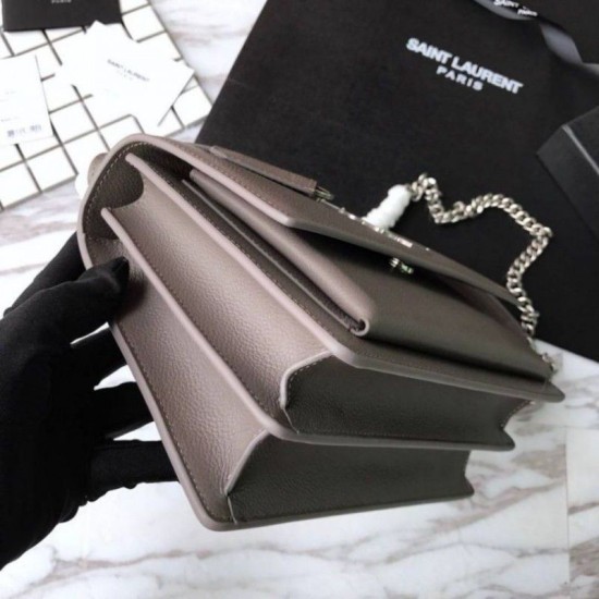 Fake YSL Saint Laurent Medium Sunset Bag Gray Replica