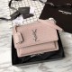 Fake YSL Saint Laurent Medium Sunset Bag In Crocodile Embossed Shiny Leather Apricot Replica