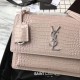 Fake YSL Saint Laurent Medium Sunset Bag In Crocodile Embossed Shiny Leather Apricot Replica