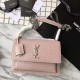 Fake YSL Saint Laurent Medium Sunset Bag In Crocodile Embossed Shiny Leather Apricot Replica