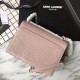 Fake YSL Saint Laurent Medium Sunset Bag In Crocodile Embossed Shiny Leather Apricot Replica