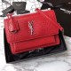 Replica YSL Saint Laurent Medium Sunset Bag In Crocodile Embossed Shiny Leather Red