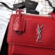 Replica YSL Saint Laurent Medium Sunset Bag In Crocodile Embossed Shiny Leather Red