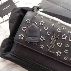 Fake YSL Saint Laurent Medium Sunset Star Bag Black Replica