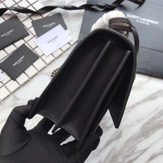 Fake YSL Saint Laurent Medium Sunset Star Bag Black Replica