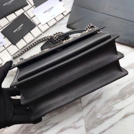 Fake YSL Saint Laurent Medium Sunset Star Bag Black Replica